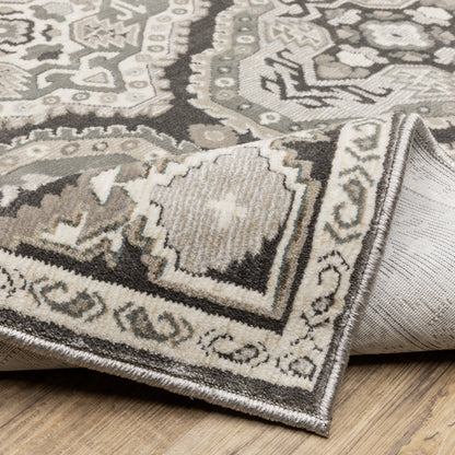 Ellington Geometric Grey/ Grey Trefoil Cut Pile Rug