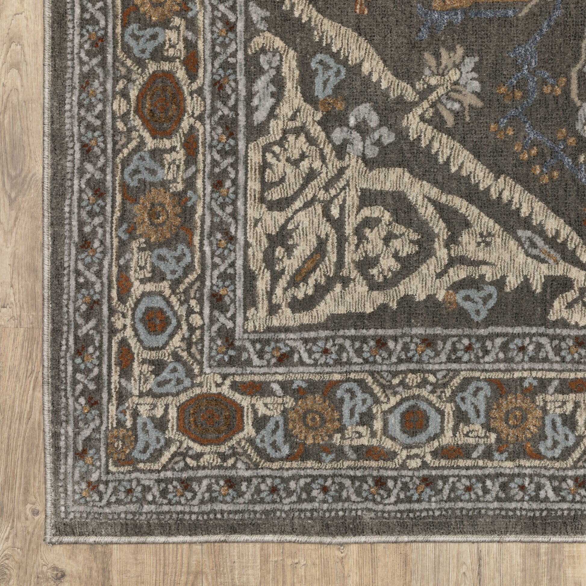 Ellington Medallion Grey/ Multi Oriental Cut Pile Rug