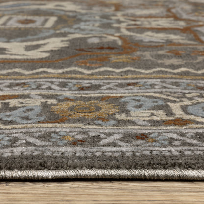 Ellington Medallion Grey/ Multi Oriental Cut Pile Rug