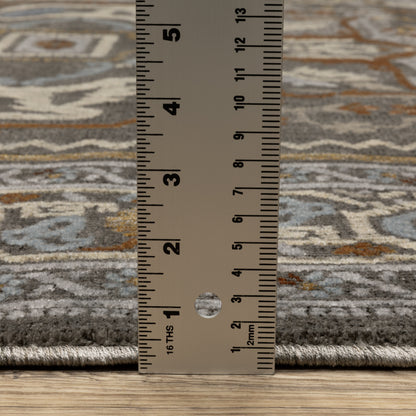 Ellington Medallion Grey/ Multi Oriental Cut Pile Rug