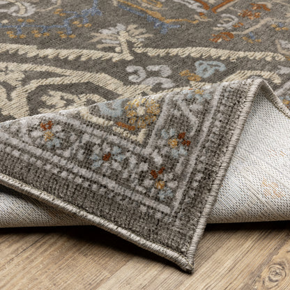 Ellington Medallion Grey/ Multi Oriental Cut Pile Rug