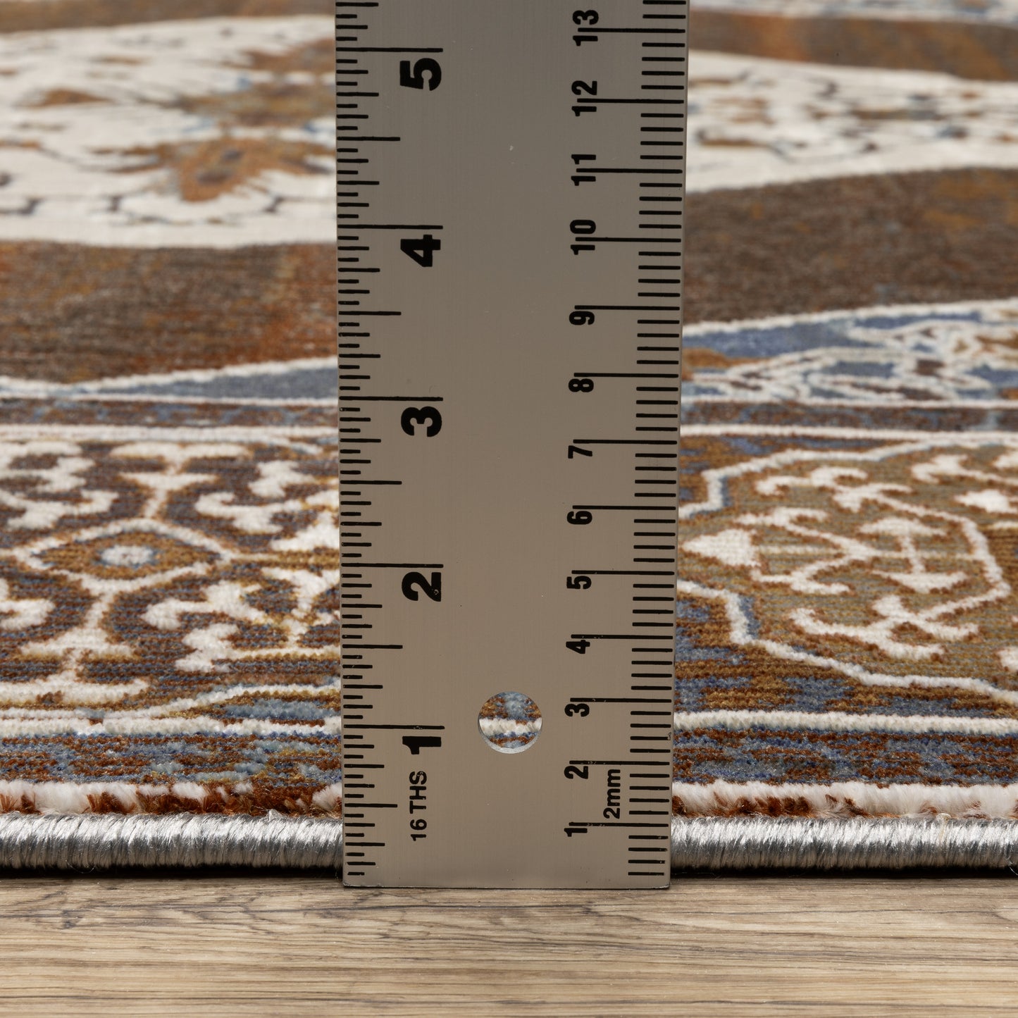 Ellington Medallion Rust/ Blue Oriental Cut Pile Rug