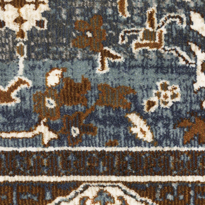 Ellington Medallion Rust/ Blue Oriental Cut Pile Rug