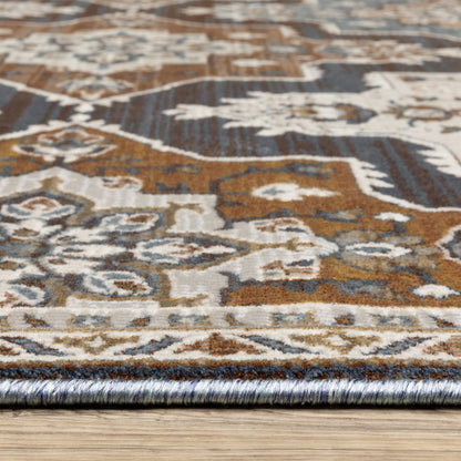 Ellington Oriental Blue/ Rust Trefoil Cut Pile Rug