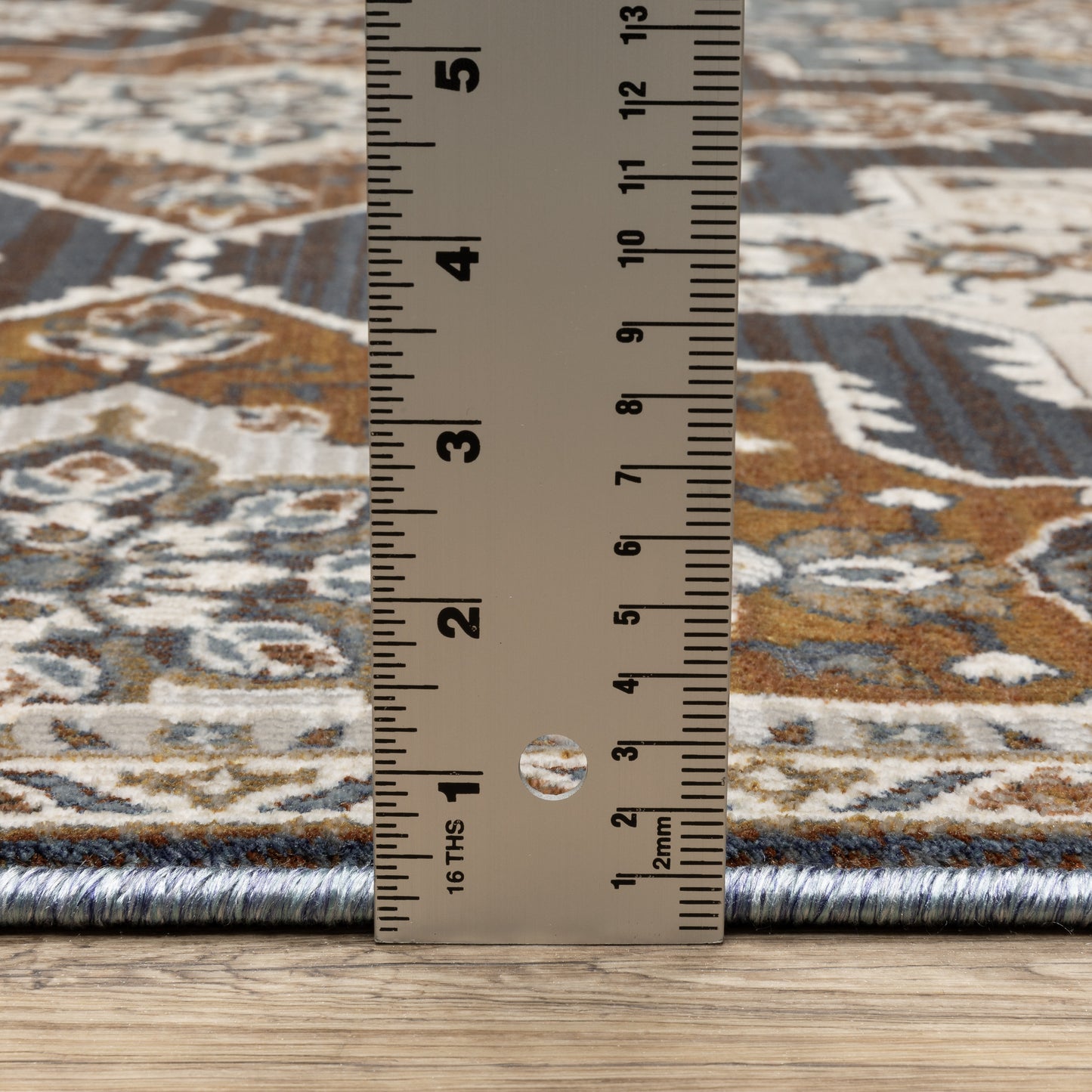Ellington Oriental Blue/ Rust Trefoil Cut Pile Rug