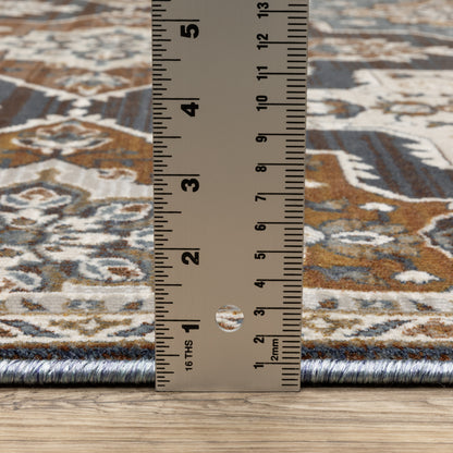 Ellington Oriental Blue/ Rust Trefoil Cut Pile Rug