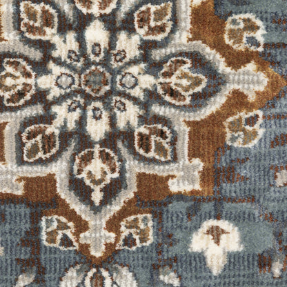Ellington Oriental Blue/ Rust Trefoil Cut Pile Rug