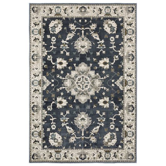 Ellington ELL08 Blue Floral Rug