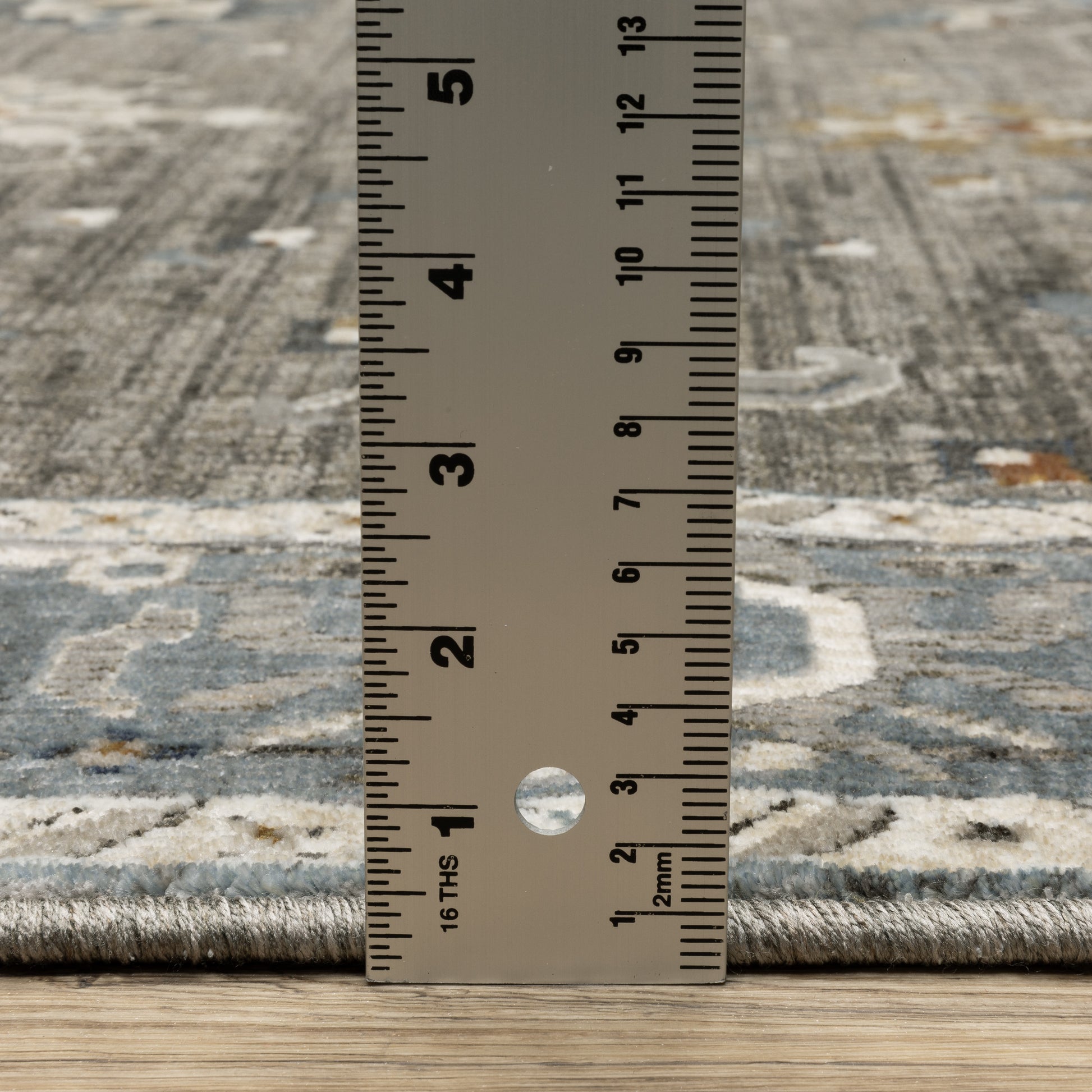 Ellington Floral Grey/ Blue Oriental Cut Pile Rug