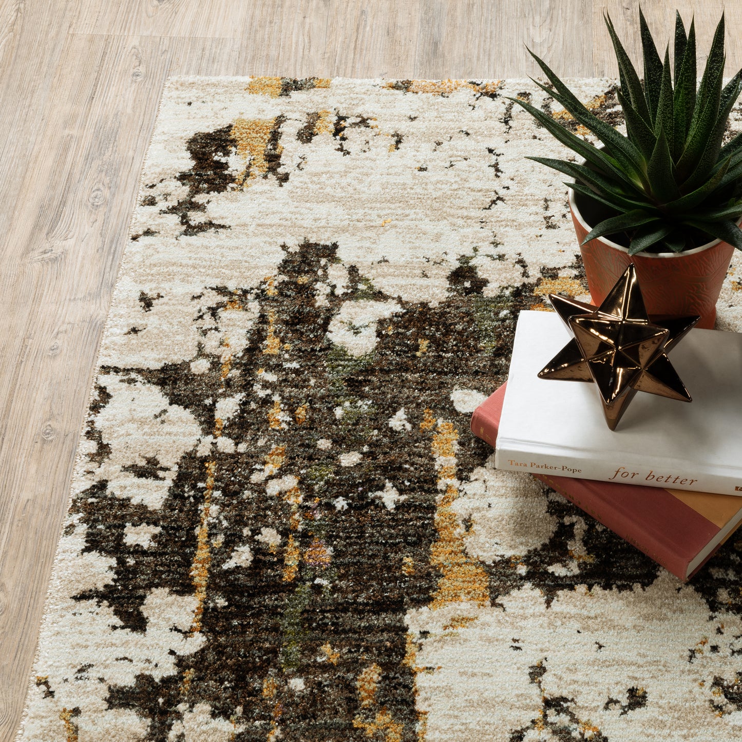 Evolution Abstract Beige/ Charcoal Cut Pile Rug