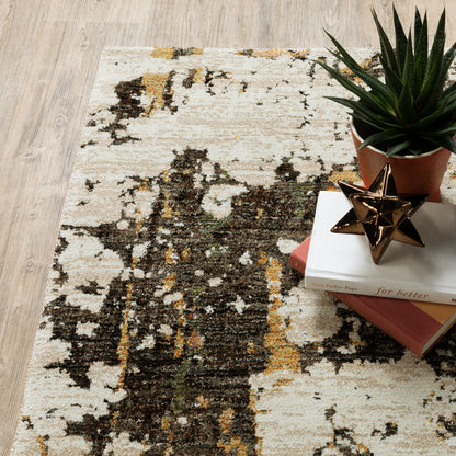 Evolution Abstract Beige/ Charcoal Cut Pile Rug
