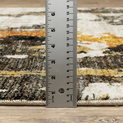 Evolution Abstract Beige/ Charcoal Cut Pile Rug