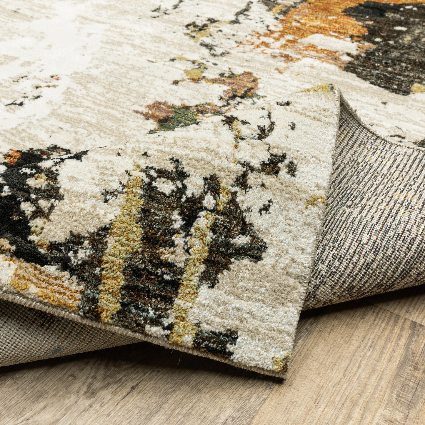 Evolution Abstract Beige/ Charcoal Cut Pile Rug