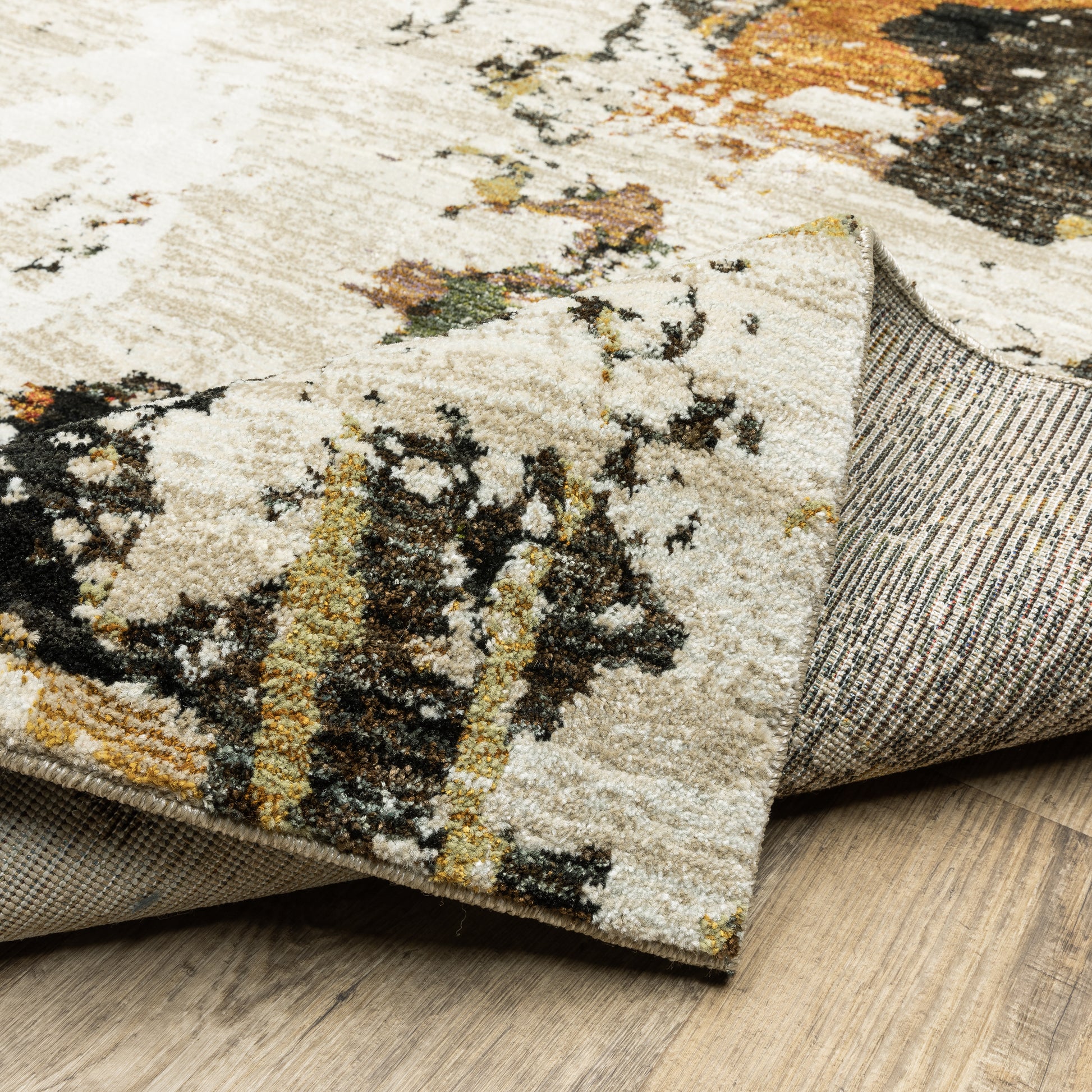 Evolution Abstract Beige/ Charcoal Cut Pile Rug