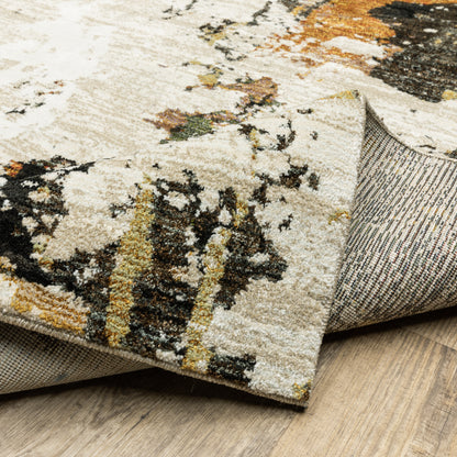 Evolution Abstract Beige/ Charcoal Cut Pile Rug