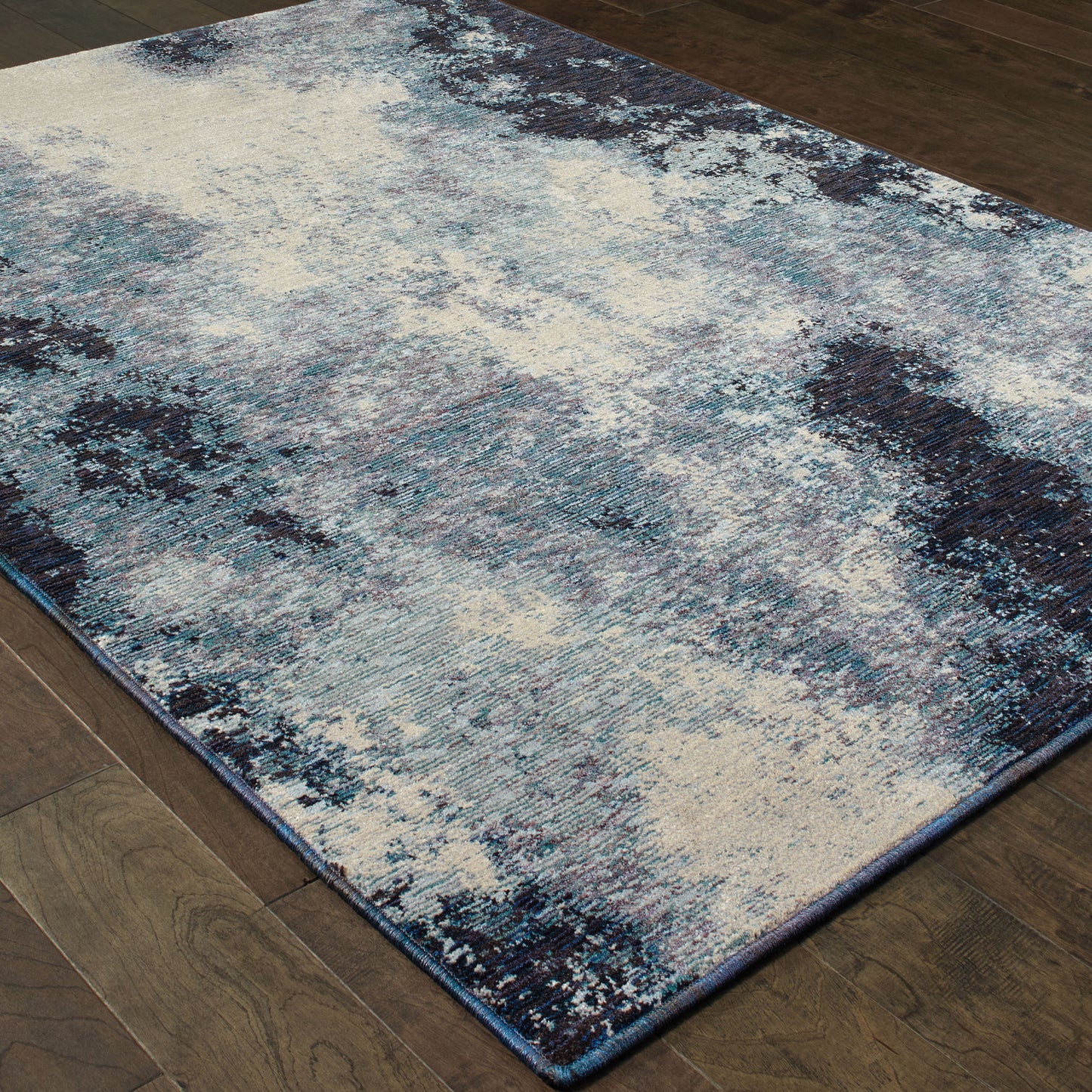 Evolution Abstract Navy/ Ivory Cut Pile Rug