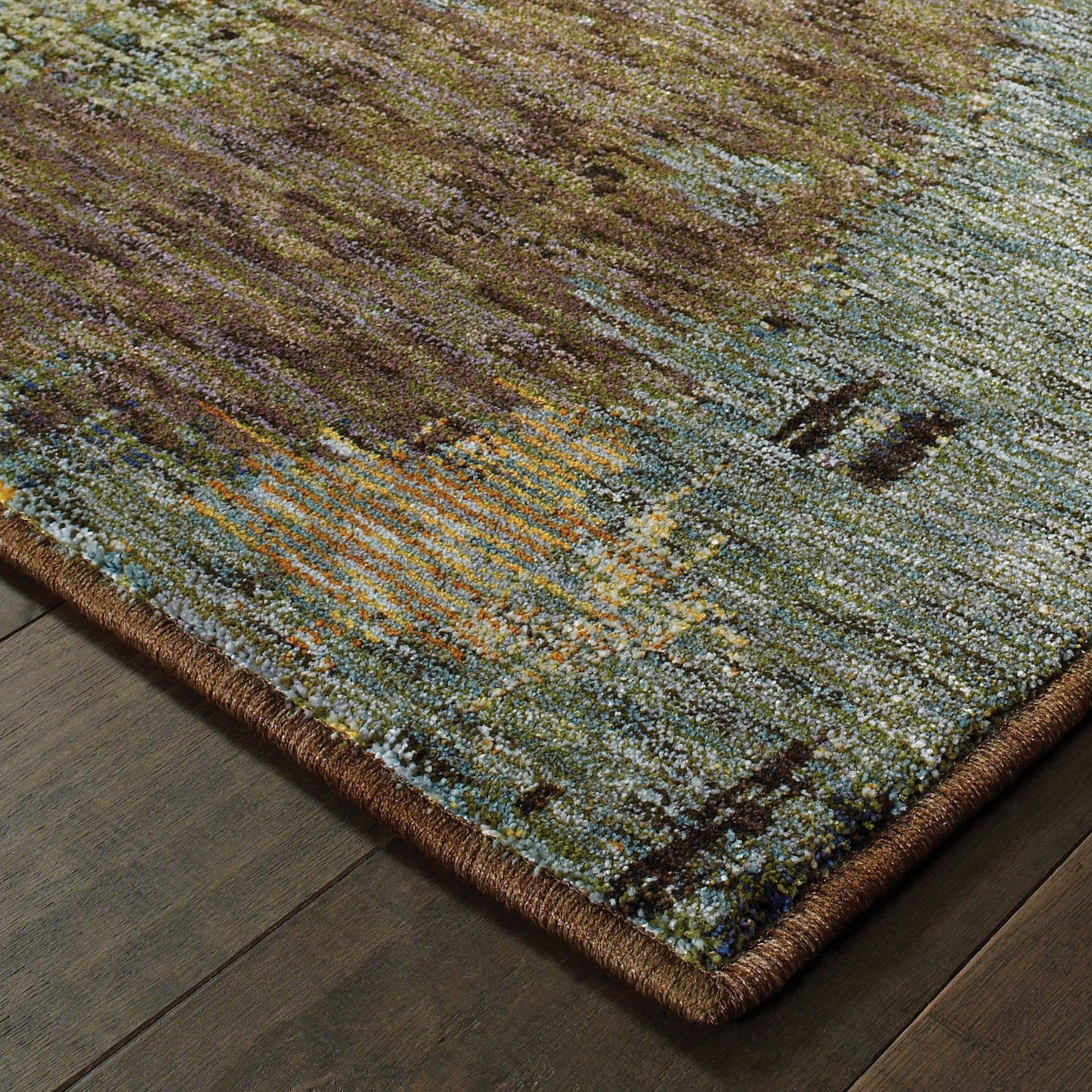 Evolution Abstract Blue/ Brown Cut Pile Rug