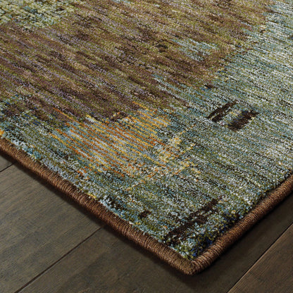 Evolution Abstract Blue/ Brown Cut Pile Rug