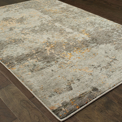 Evolution Abstract Grey/ Gold Cut Pile Rug