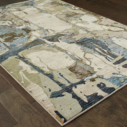 Evolution Abstract Blue/ Grey Cut Pile Rug