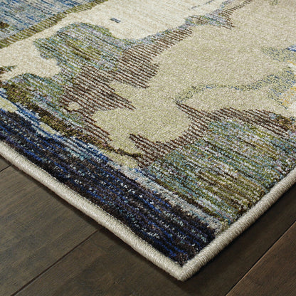 Evolution Abstract Blue/ Grey Cut Pile Rug