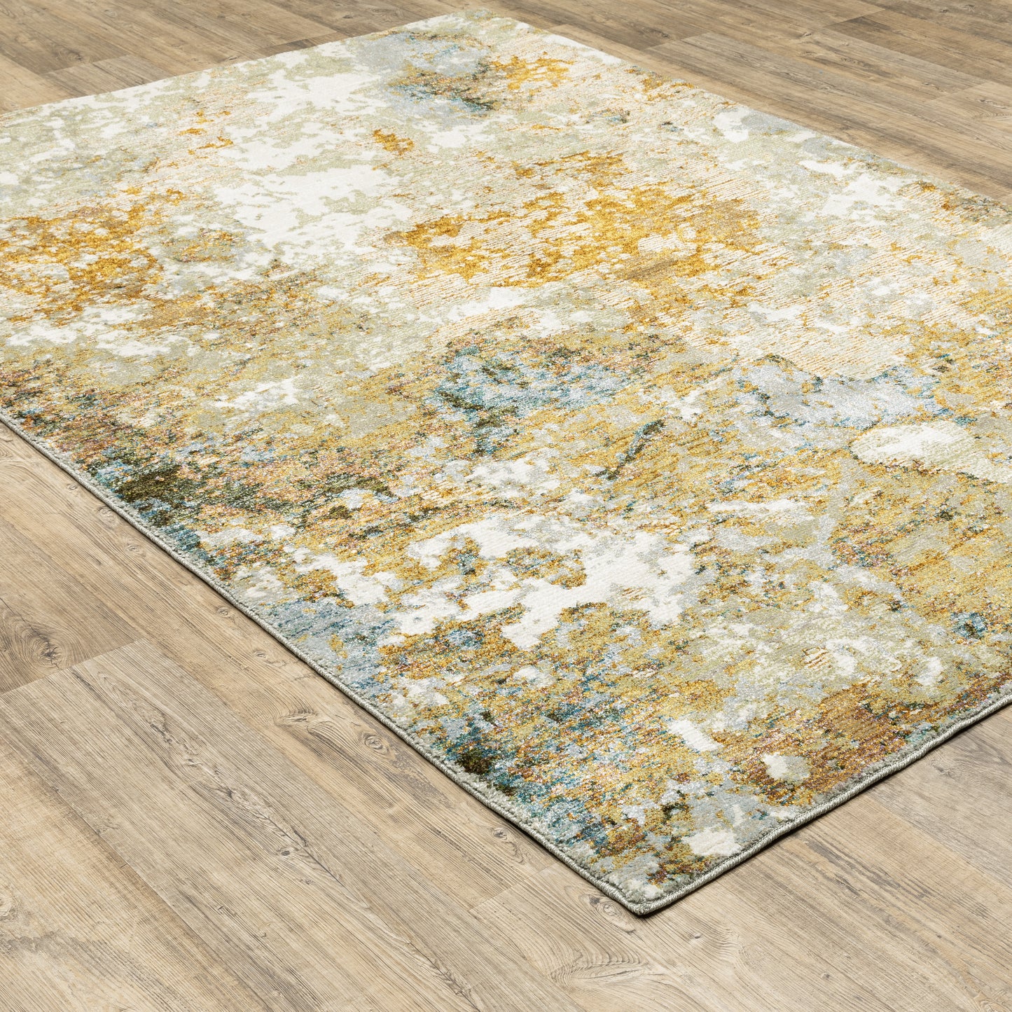 Evolution Abstract Gold/ Beige Cut Pile Rug