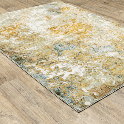 Evolution Abstract Gold/ Beige Cut Pile Rug