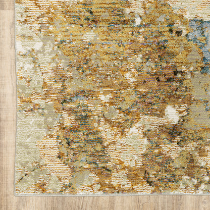 Evolution Abstract Gold/ Beige Cut Pile Rug