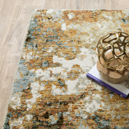 Evolution Abstract Gold/ Beige Cut Pile Rug