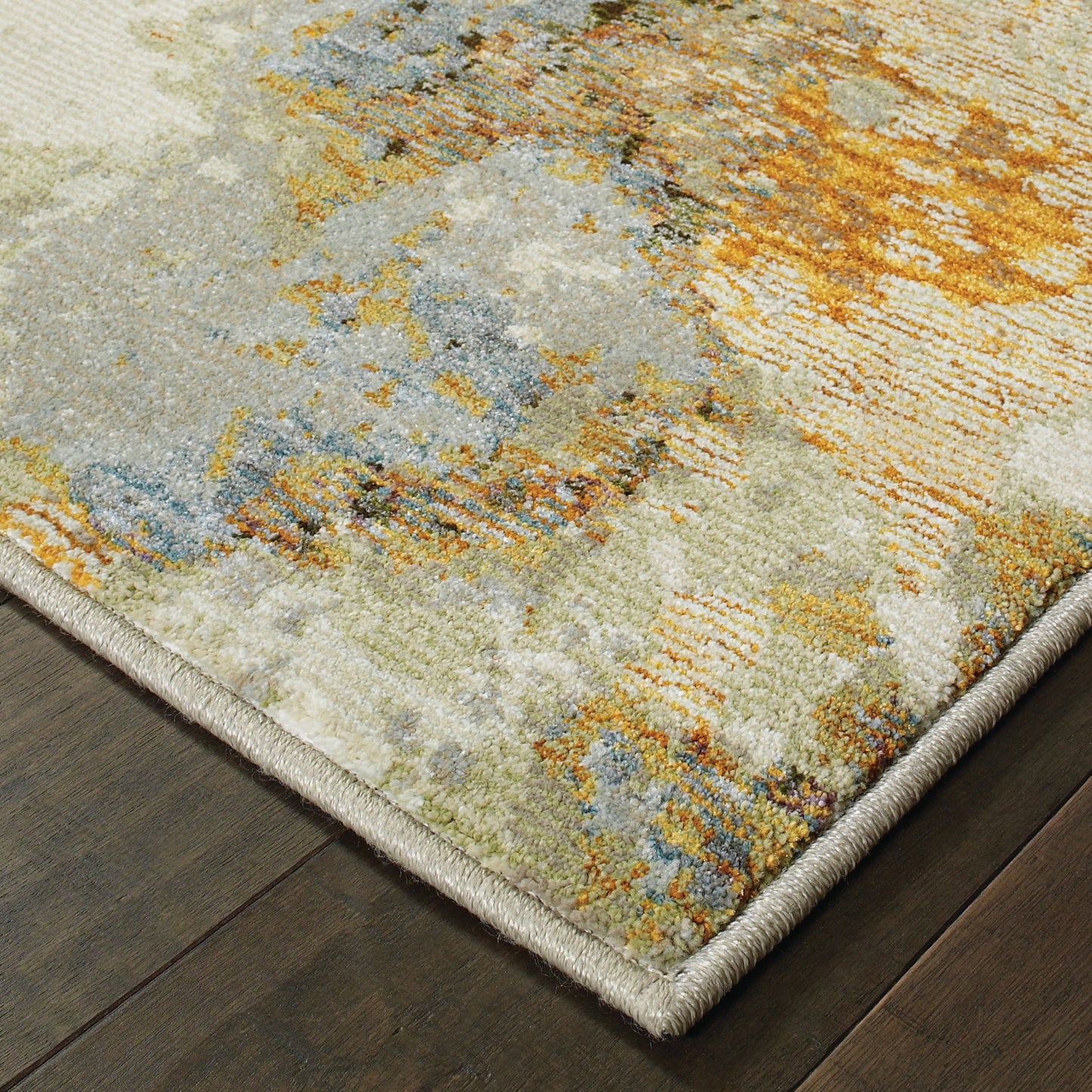 Evolution Abstract Gold/ Beige Cut Pile Rug