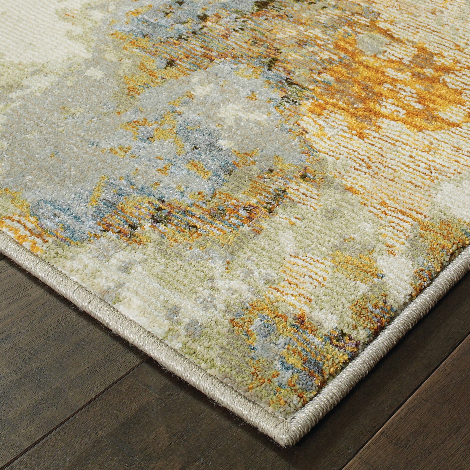 Evolution Abstract Gold/ Beige Cut Pile Rug