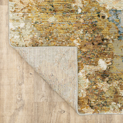 Evolution Abstract Gold/ Beige Cut Pile Rug