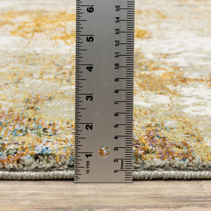Evolution Abstract Gold/ Beige Cut Pile Rug