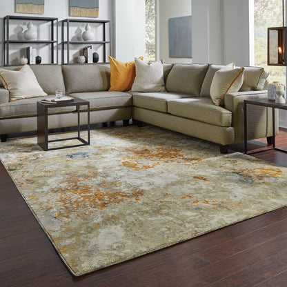 Evolution Abstract Gold/ Beige Cut Pile Rug