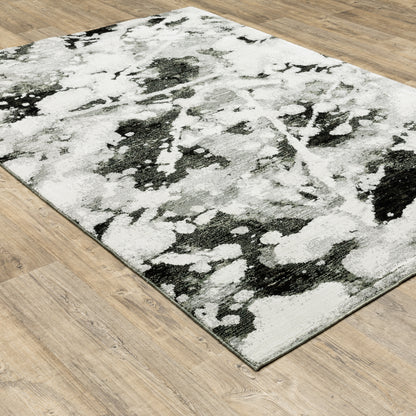 Evolution Abstract Charcoal/ White Cut Pile Rug