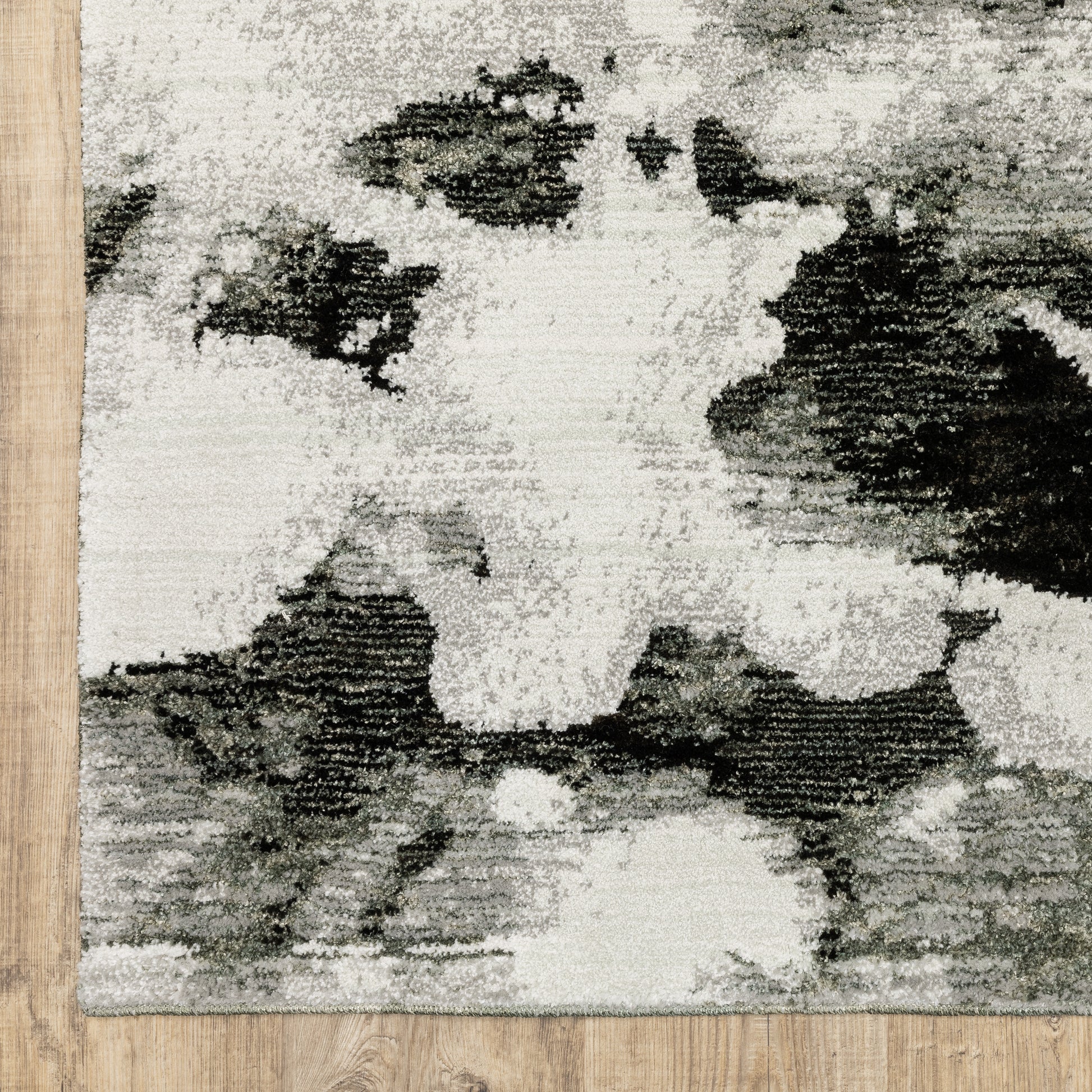 Evolution Abstract Charcoal/ White Cut Pile Rug
