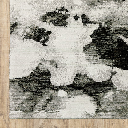 Evolution Abstract Charcoal/ White Cut Pile Rug