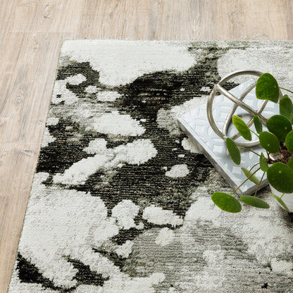Evolution Abstract Charcoal/ White Cut Pile Rug
