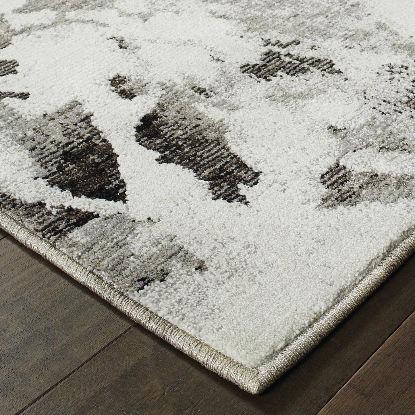 Evolution Abstract Charcoal/ White Cut Pile Rug
