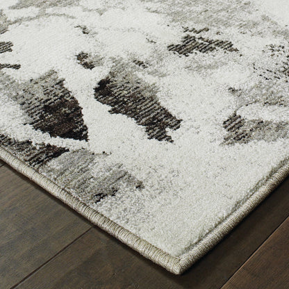Evolution Abstract Charcoal/ White Cut Pile Rug