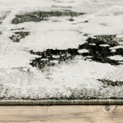 Evolution Abstract Charcoal/ White Cut Pile Rug