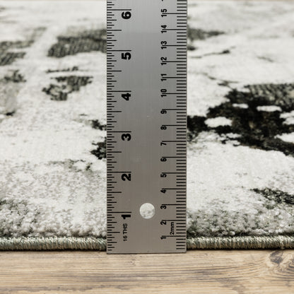 Evolution Abstract Charcoal/ White Cut Pile Rug