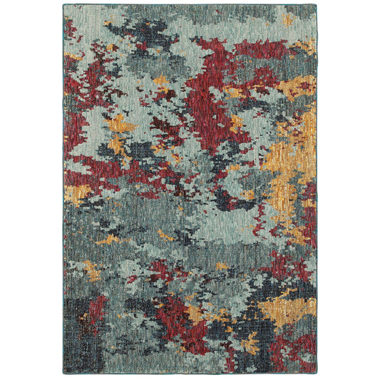 Evolution 8036C Blue Abstract Rug
