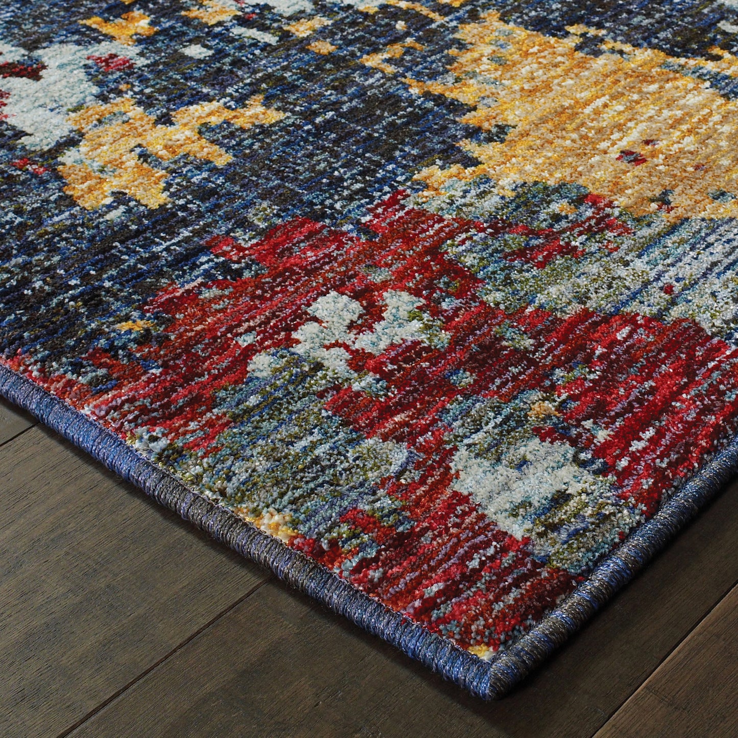 Evolution Abstract Blue/ Red Cut Pile Rug