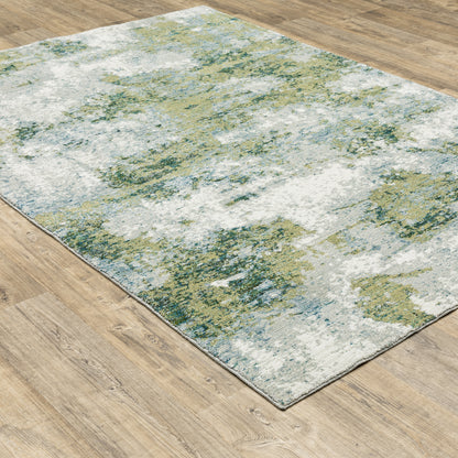 Evolution Abstract Blue/ Green Cut Pile Rug