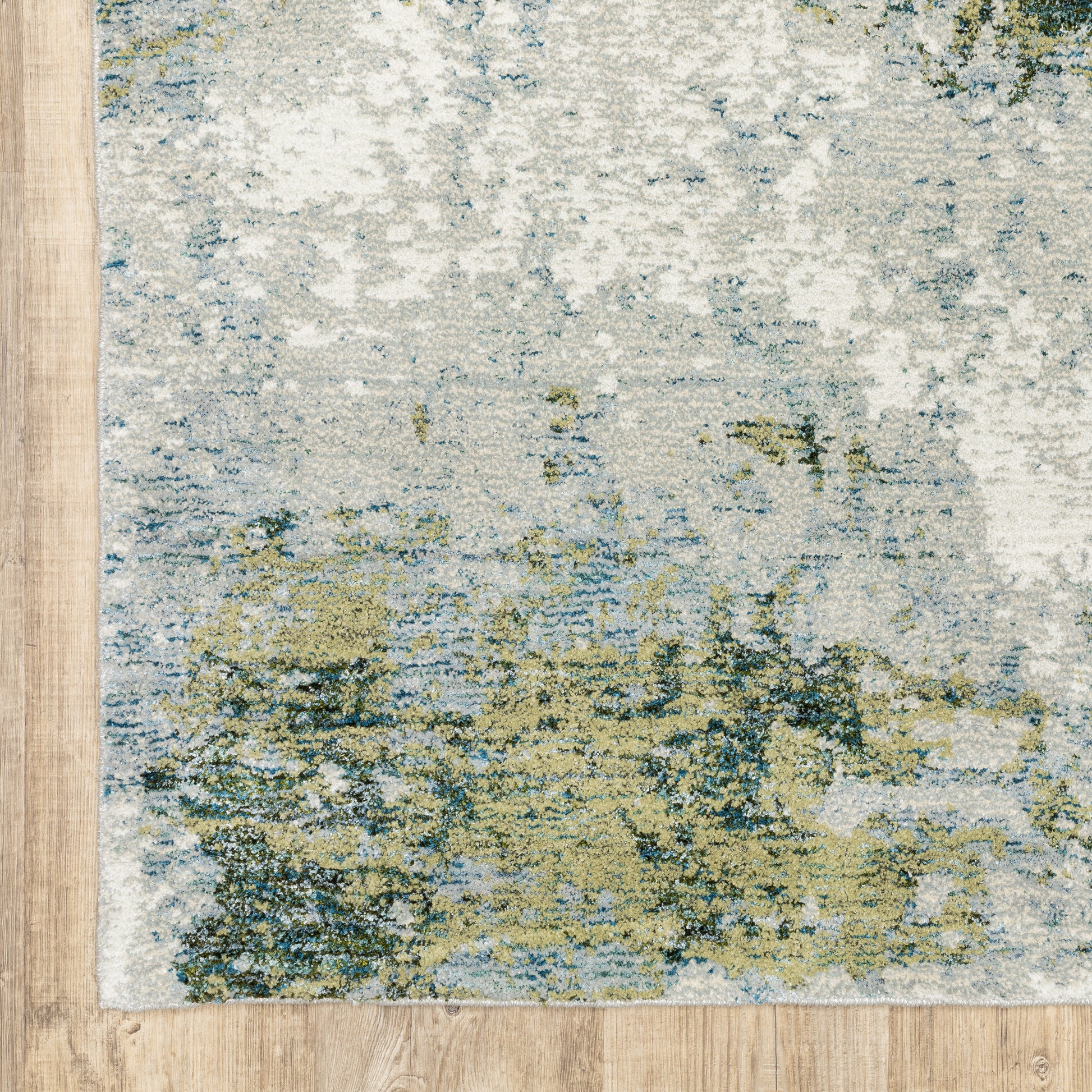 Evolution Abstract Blue/ Green Cut Pile Rug