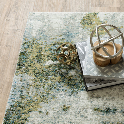 Evolution Abstract Blue/ Green Cut Pile Rug