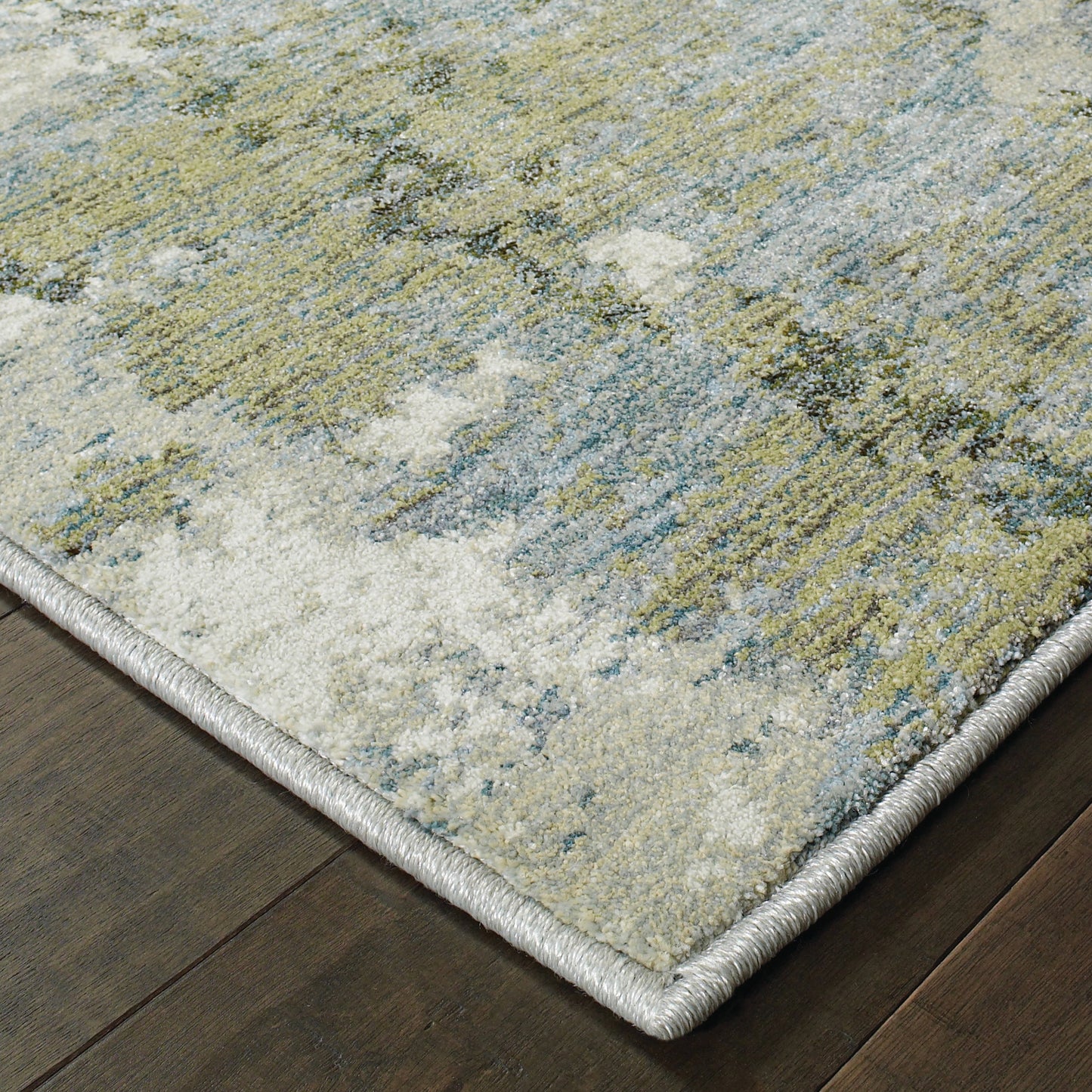 Evolution Abstract Blue/ Green Cut Pile Rug