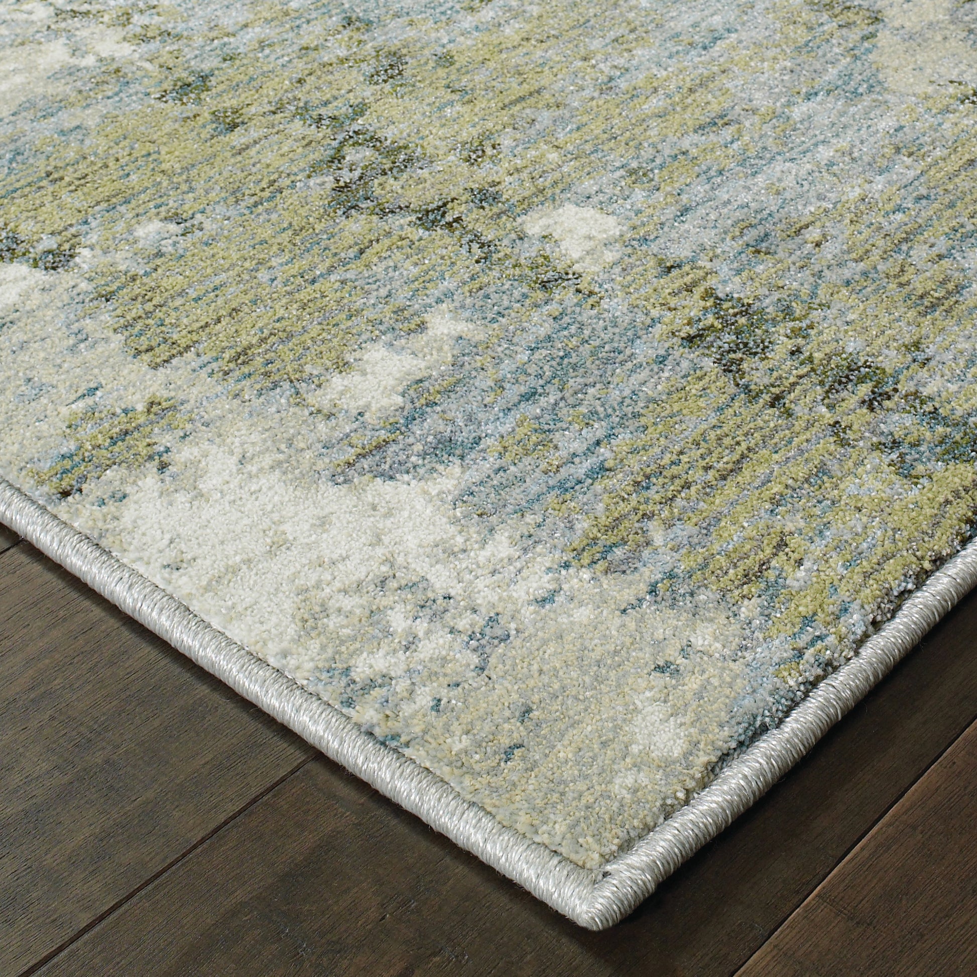 Evolution Abstract Blue/ Green Cut Pile Rug