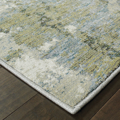 Evolution Abstract Blue/ Green Cut Pile Rug